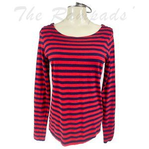 Banana Republic Red and Navy Blue Shoulder Detail Long-sleeve Shirt Size…